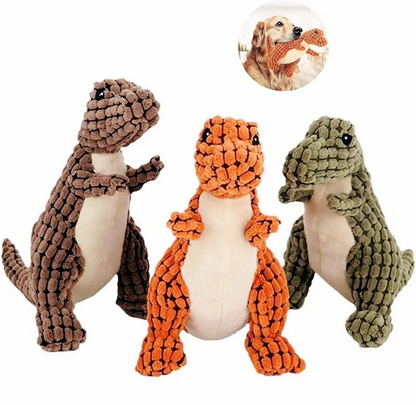 3-Pack Dinosaur Squeaky Chew Toys - Durable & Interactive for Small Dogs & Puppies