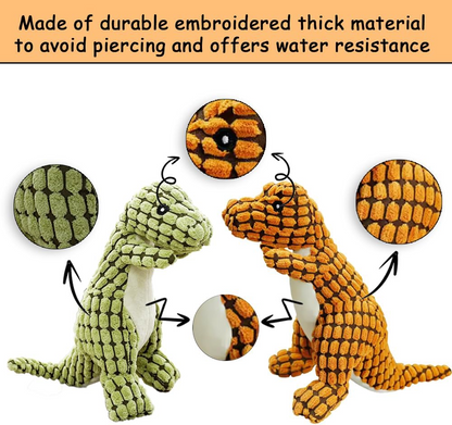 3-Pack Dinosaur Squeaky Chew Toys - Durable & Interactive for Small Dogs & Puppies