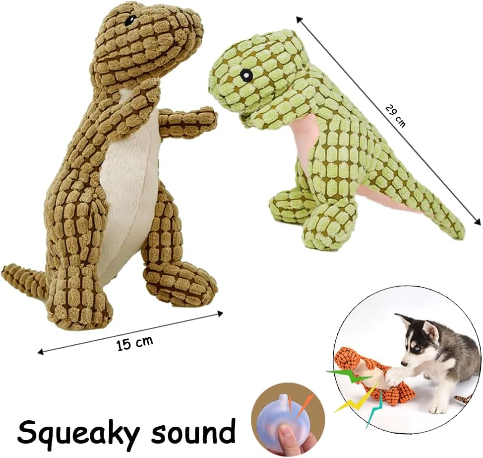 3-Pack Dinosaur Squeaky Chew Toys - Durable & Interactive for Small Dogs & Puppies